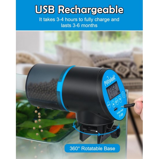Petbank Automatic Feeder Aquarium Rechargeable Fish Feeder with Timer Feeder for Aquariums with USB Cable LCD Display Fish Feeder for Aquarium Fish Tank Petbank Automatic Feeder Aquarium Rechargeable Fish Feeder with Timer Feeder for Aquariums with USB Cable LCD Display Fish Feeder for Aquarium Fish Tank