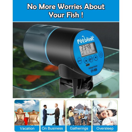 Petbank Automatic Feeder Aquarium Rechargeable Fish Feeder with Timer Feeder for Aquariums with USB Cable LCD Display Fish Feeder for Aquarium Fish Tank Petbank Automatic Feeder Aquarium Rechargeable Fish Feeder with Timer Feeder for Aquariums with USB Cable LCD Display Fish Feeder for Aquarium Fish Tank