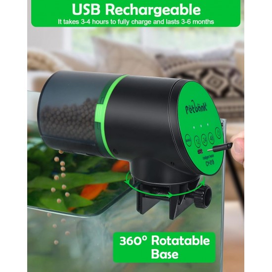 Petbank Automatic Feeder Aquarium Rechargeable Fish Feeder with Timer Feeder for Aquariums with USB Cable LCD Display Fish Feeder for Aquarium Fish Tank Petbank Automatic Feeder Aquarium Rechargeable Fish Feeder with Timer Feeder for Aquariums with USB Cable LCD Display Fish Feeder for Aquarium Fish Tank