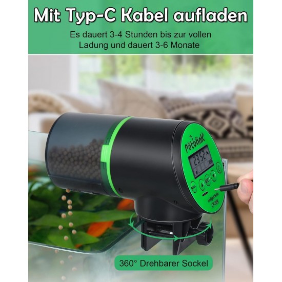 Petbank Automatic Feeder Aquarium Rechargeable Fish Feeder with Timer Feeder for Aquariums with USB Cable LCD Display Fish Feeder for Aquarium Fish Tank Petbank Automatic Feeder Aquarium Rechargeable Fish Feeder with Timer Feeder for Aquariums with USB Cable LCD Display Fish Feeder for Aquarium Fish Tank
