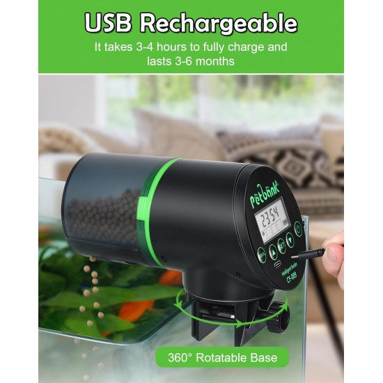 Petbank Automatic Feeder Aquarium Rechargeable Fish Feeder with Timer Feeder for Aquariums with USB Cable LCD Display Fish Feeder for Aquarium Fish Tank Petbank Automatic Feeder Aquarium Rechargeable Fish Feeder with Timer Feeder for Aquariums with USB Cable LCD Display Fish Feeder for Aquarium Fish Tank
