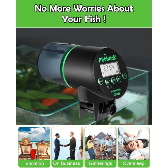 Petbank Automatic Feeder Aquarium Rechargeable Fish Feeder with Timer Feeder for Aquariums with USB Cable LCD Display Fish Feeder for Aquarium Fish Tank Petbank Automatic Feeder Aquarium Rechargeable Fish Feeder with Timer Feeder for Aquariums with USB Cable LCD Display Fish Feeder for Aquarium Fish Tank