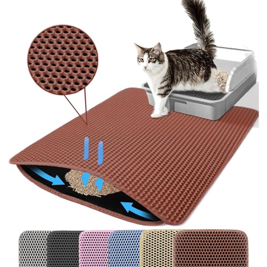 Petinstinct Cat Litter Tray Mat, 75 x 55 cm, Extra Large Cat Litter Mat, Double Layer Design of Honeycomb Mat, Waterproof and Durable, Cat Litter Tray Underlay, Brown Petinstinct Cat Litter Tray Mat, 75 x 55 cm, Extra Large Cat Litter Mat, Double Layer Design of Honeycomb Mat, Waterproof and Durable, Cat Litter Tray Underlay, Brown