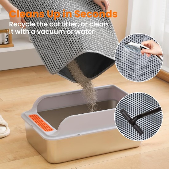 Petinstinct Cat Litter Tray Mat, 75 x 55 cm, Extra Large Cat Litter Mat, Double Layer Design of Honeycomb Mat, Waterproof and Durable, Cat Litter Tray Underlay, Brown Petinstinct Cat Litter Tray Mat, 75 x 55 cm, Extra Large Cat Litter Mat, Double Layer Design of Honeycomb Mat, Waterproof and Durable, Cat Litter Tray Underlay, Brown