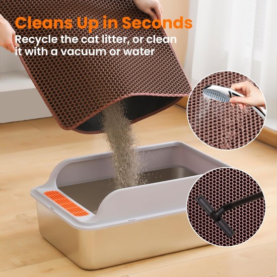 Petinstinct Cat Litter Tray Mat, 75 x 55 cm, Extra Large Cat Litter Mat, Double Layer Design of Honeycomb Mat, Waterproof and Durable, Cat Litter Tray Underlay, Brown Petinstinct Cat Litter Tray Mat, 75 x 55 cm, Extra Large Cat Litter Mat, Double Layer Design of Honeycomb Mat, Waterproof and Durable, Cat Litter Tray Underlay, Brown