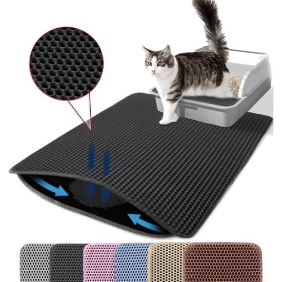 Petinstinct Cat Litter Tray Mat, 75 x 55 cm, Extra Large Cat Litter Mat, Double Layer Design of Honeycomb Mat, Waterproof and Durable, Cat Litter Tray Underlay, Brown Petinstinct Cat Litter Tray Mat, 75 x 55 cm, Extra Large Cat Litter Mat, Double Layer Design of Honeycomb Mat, Waterproof and Durable, Cat Litter Tray Underlay, Brown