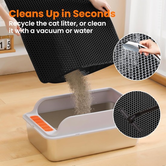 Petinstinct Cat Litter Tray Mat, 75 x 55 cm, Extra Large Cat Litter Mat, Double Layer Design of Honeycomb Mat, Waterproof and Durable, Cat Litter Tray Underlay, Brown Petinstinct Cat Litter Tray Mat, 75 x 55 cm, Extra Large Cat Litter Mat, Double Layer Design of Honeycomb Mat, Waterproof and Durable, Cat Litter Tray Underlay, Brown