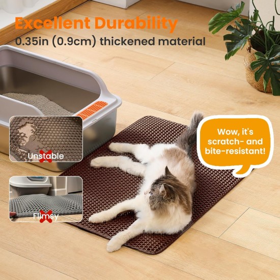 Petinstinct Cat Litter Tray Mat, 75 x 55 cm, Extra Large Cat Litter Mat, Double Layer Design of Honeycomb Mat, Waterproof and Durable, Cat Litter Tray Underlay, Brown Petinstinct Cat Litter Tray Mat, 75 x 55 cm, Extra Large Cat Litter Mat, Double Layer Design of Honeycomb Mat, Waterproof and Durable, Cat Litter Tray Underlay, Brown
