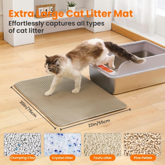 Petinstinct Cat Litter Tray Mat, 75 x 55 cm, Extra Large Cat Litter Mat, Double Layer Design of Honeycomb Mat, Waterproof and Durable, Cat Litter Tray Underlay, Brown Petinstinct Cat Litter Tray Mat, 75 x 55 cm, Extra Large Cat Litter Mat, Double Layer Design of Honeycomb Mat, Waterproof and Durable, Cat Litter Tray Underlay, Brown