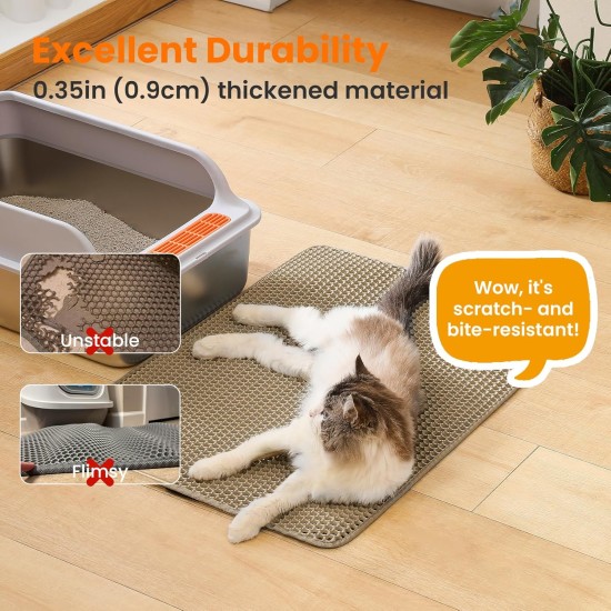 Petinstinct Cat Litter Tray Mat, 75 x 55 cm, Extra Large Cat Litter Mat, Double Layer Design of Honeycomb Mat, Waterproof and Durable, Cat Litter Tray Underlay, Brown Petinstinct Cat Litter Tray Mat, 75 x 55 cm, Extra Large Cat Litter Mat, Double Layer Design of Honeycomb Mat, Waterproof and Durable, Cat Litter Tray Underlay, Brown