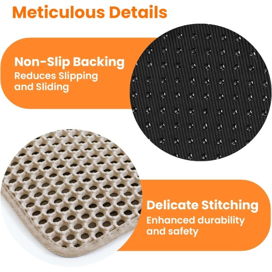Petinstinct Cat Litter Tray Mat, 75 x 55 cm, Extra Large Cat Litter Mat, Double Layer Design of Honeycomb Mat, Waterproof and Durable, Cat Litter Tray Underlay, Brown Petinstinct Cat Litter Tray Mat, 75 x 55 cm, Extra Large Cat Litter Mat, Double Layer Design of Honeycomb Mat, Waterproof and Durable, Cat Litter Tray Underlay, Brown