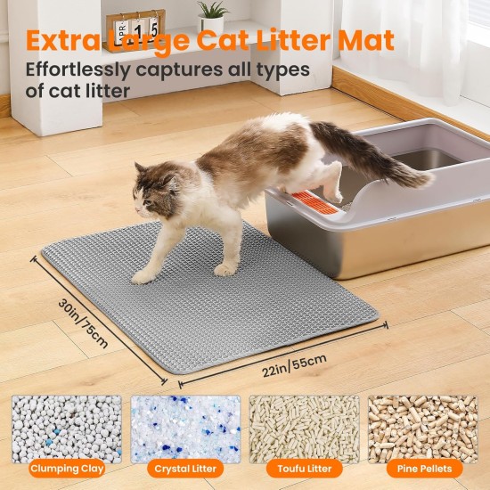 Petinstinct Cat Litter Tray Mat, 75 x 55 cm, Extra Large Cat Litter Mat, Double Layer Design of Honeycomb Mat, Waterproof and Durable, Cat Litter Tray Underlay, Brown Petinstinct Cat Litter Tray Mat, 75 x 55 cm, Extra Large Cat Litter Mat, Double Layer Design of Honeycomb Mat, Waterproof and Durable, Cat Litter Tray Underlay, Brown