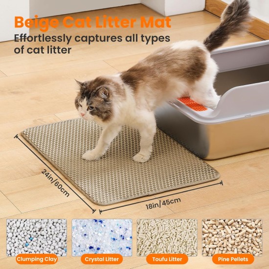 Petinstinct Cat Litter Tray Mat, 75 x 55 cm, Extra Large Cat Litter Mat, Double Layer Design of Honeycomb Mat, Waterproof and Durable, Cat Litter Tray Underlay, Brown Petinstinct Cat Litter Tray Mat, 75 x 55 cm, Extra Large Cat Litter Mat, Double Layer Design of Honeycomb Mat, Waterproof and Durable, Cat Litter Tray Underlay, Brown