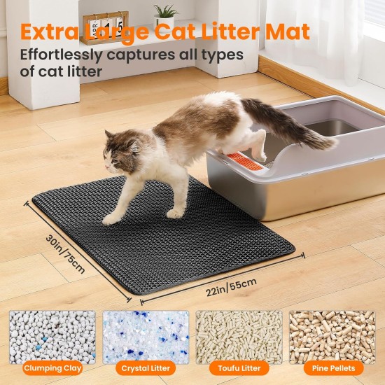 Petinstinct Cat Litter Tray Mat, 75 x 55 cm, Extra Large Cat Litter Mat, Double Layer Design of Honeycomb Mat, Waterproof and Durable, Cat Litter Tray Underlay, Brown Petinstinct Cat Litter Tray Mat, 75 x 55 cm, Extra Large Cat Litter Mat, Double Layer Design of Honeycomb Mat, Waterproof and Durable, Cat Litter Tray Underlay, Brown