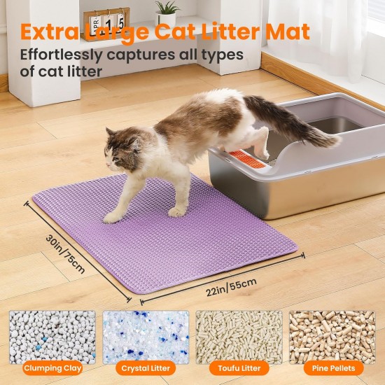 Petinstinct Cat Litter Tray Mat, 75 x 55 cm, Large Double Layer Cat Litter Tray Underlay, Waterproof, Durable Design, Honeycomb Cat Litter Mat, Cat Litter Tray Mat, XL, Purple Petinstinct Cat Litter Tray Mat, 75 x 55 cm, Large Double Layer Cat Litter Tray Underlay, Waterproof, Durable Design, Honeycomb Cat Litter Mat, Cat Litter Tray Mat, XL, Purple