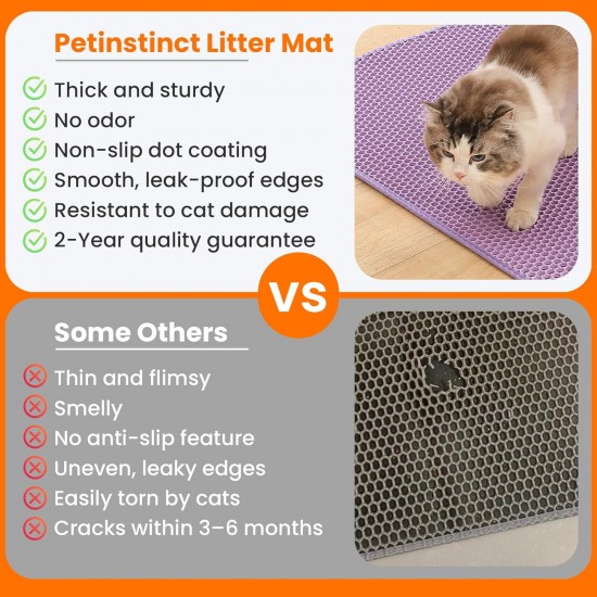 Petinstinct Cat Litter Tray Mat, 75 x 55 cm, Large Double Layer Cat Litter Tray Underlay, Waterproof, Durable Design, Honeycomb Cat Litter Mat, Cat Litter Tray Mat, XL, Purple Petinstinct Cat Litter Tray Mat, 75 x 55 cm, Large Double Layer Cat Litter Tray Underlay, Waterproof, Durable Design, Honeycomb Cat Litter Mat, Cat Litter Tray Mat, XL, Purple
