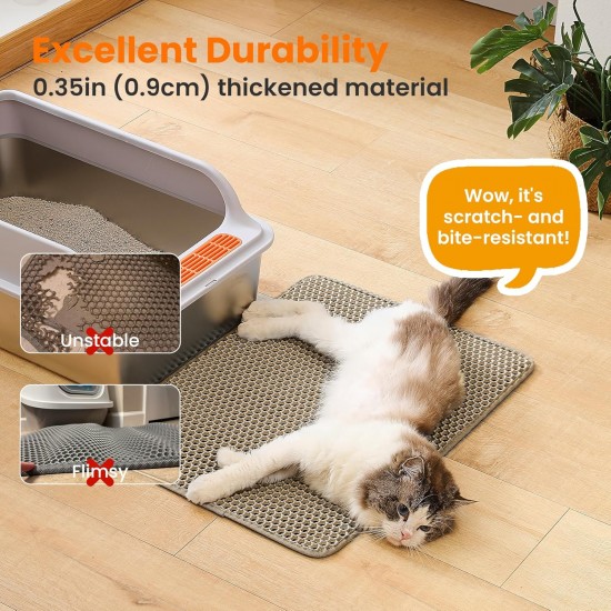 Petinstinct Cat Litter Tray Mat, 75 x 55 cm, Large Double Layer Cat Litter Tray Underlay, Waterproof, Durable Design, Honeycomb Cat Litter Mat, Cat Litter Tray Mat, XL, Purple Petinstinct Cat Litter Tray Mat, 75 x 55 cm, Large Double Layer Cat Litter Tray Underlay, Waterproof, Durable Design, Honeycomb Cat Litter Mat, Cat Litter Tray Mat, XL, Purple