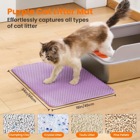 Petinstinct Cat Litter Tray Mat, 75 x 55 cm, Large Double Layer Cat Litter Tray Underlay, Waterproof, Durable Design, Honeycomb Cat Litter Mat, Cat Litter Tray Mat, XL, Purple Petinstinct Cat Litter Tray Mat, 75 x 55 cm, Large Double Layer Cat Litter Tray Underlay, Waterproof, Durable Design, Honeycomb Cat Litter Mat, Cat Litter Tray Mat, XL, Purple