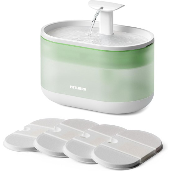 Petlibro Drinking Fountain for Cats, Ultra Quiet with Two Flow Modes, BPA-Free Capsule Cat Fountain, 71 oz/2.1 L Visible Water Level with Filter for Cats and Dogs