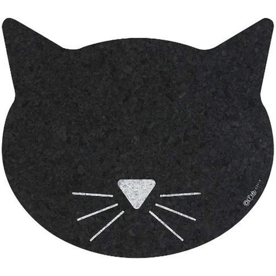 Petmat Recyl Rbr Black Cat Face Petmat Recyl Rbr Black Cat Face