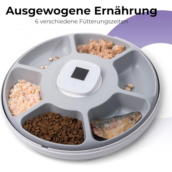 Pettadore Nutri Turn - Automatic Feeder for Cats/Dogs - Smart with App - 6 Meals Wet and Dry Food Pettadore Nutri Turn - Automatic Feeder for Cats/Dogs - Smart with App - 6 Meals Wet and Dry Food