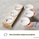 PiuPet Set of 3 Ceramic Cat Bowls with Bamboo Bowl Raiser 250 ml PiuPet Set of 3 Ceramic Cat Bowls with Bamboo Bowl Raiser 250 ml