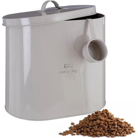 Premier Housewares Pet Food Storage Jar with Spoon, Metal, Cream, 6.5 Litre, Galvanised Steel, Powder Paint, Cream, 15 x 25 x 22 cm Premier Housewares Pet Food Storage Jar with Spoon, Metal, Cream, 6.5 Litre, Galvanised Steel, Powder Paint, Cream, 15 x 25 x 22 cm