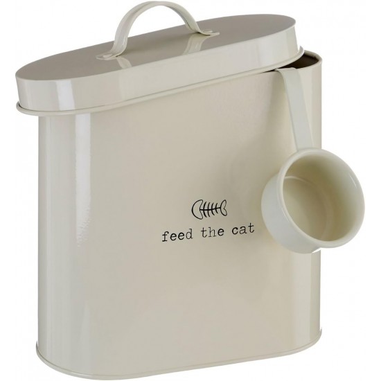 Premier Housewares Pet Food Storage Jar with Spoon, Metal, Cream, 6.5 Litre, Galvanised Steel, Powder Paint, Cream, 15 x 25 x 22 cm Premier Housewares Pet Food Storage Jar with Spoon, Metal, Cream, 6.5 Litre, Galvanised Steel, Powder Paint, Cream, 15 x 25 x 22 cm