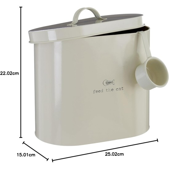 Premier Housewares Pet Food Storage Jar with Spoon, Metal, Cream, 6.5 Litre, Galvanised Steel, Powder Paint, Cream, 15 x 25 x 22 cm Premier Housewares Pet Food Storage Jar with Spoon, Metal, Cream, 6.5 Litre, Galvanised Steel, Powder Paint, Cream, 15 x 25 x 22 cm