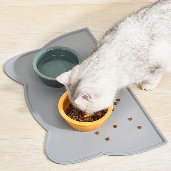 Pssopp Cat Bowl Mat, Soft Non-Slip Leak Proof Pet Bowl Placemat Trays Placemat for Dogs Cats (Grey) Pssopp Cat Bowl Mat, Soft Non-Slip Leak Proof Pet Bowl Placemat Trays Placemat for Dogs Cats (Grey)