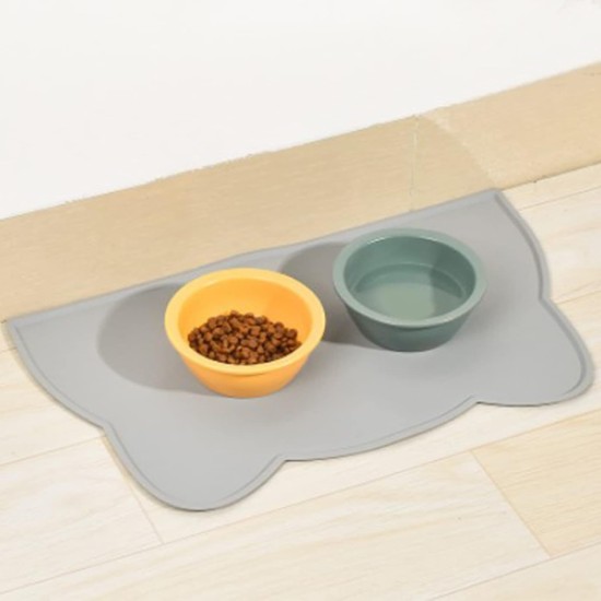 Pssopp Cat Bowl Mat, Soft Non-Slip Leak Proof Pet Bowl Placemat Trays Placemat for Dogs Cats (Grey) Pssopp Cat Bowl Mat, Soft Non-Slip Leak Proof Pet Bowl Placemat Trays Placemat for Dogs Cats (Grey)