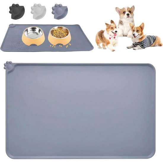 RISVOWO Silicone Bowl Mat, 100% Waterproof Pet Food Mat, Non-Slip Dog Bowl Mat, Silicone Feeding Bowl Mat for Dogs and Cats (Blue, 48 x 30 cm) RISVOWO Silicone Bowl Mat, 100% Waterproof Pet Food Mat, Non-Slip Dog Bowl Mat, Silicone Feeding Bowl Mat for Dogs and Cats (Blue, 48 x 30 cm)