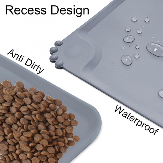RISVOWO Silicone Bowl Mat, 100% Waterproof Pet Food Mat, Non-Slip Dog Bowl Mat, Silicone Feeding Bowl Mat for Dogs and Cats (Blue, 48 x 30 cm) RISVOWO Silicone Bowl Mat, 100% Waterproof Pet Food Mat, Non-Slip Dog Bowl Mat, Silicone Feeding Bowl Mat for Dogs and Cats (Blue, 48 x 30 cm)