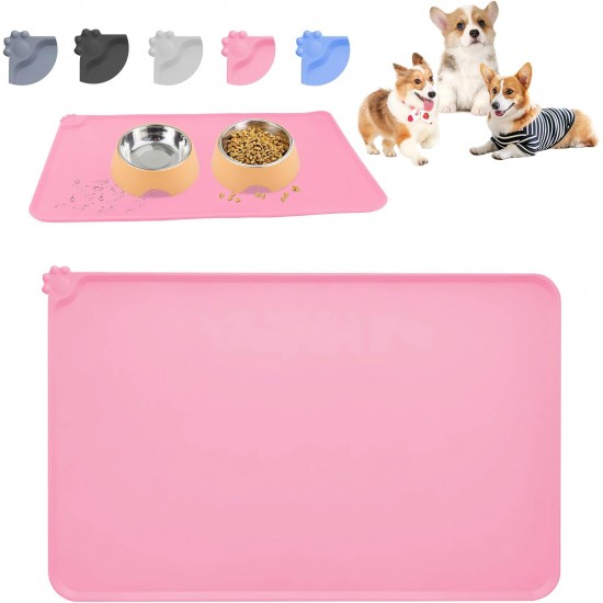 RISVOWO Silicone Bowl Mat, 100% Waterproof Pet Food Mat, Non-Slip Dog Bowl Mat, Silicone Feeding Bowl Mat for Dogs and Cats (Blue, 48 x 30 cm) RISVOWO Silicone Bowl Mat, 100% Waterproof Pet Food Mat, Non-Slip Dog Bowl Mat, Silicone Feeding Bowl Mat for Dogs and Cats (Blue, 48 x 30 cm)