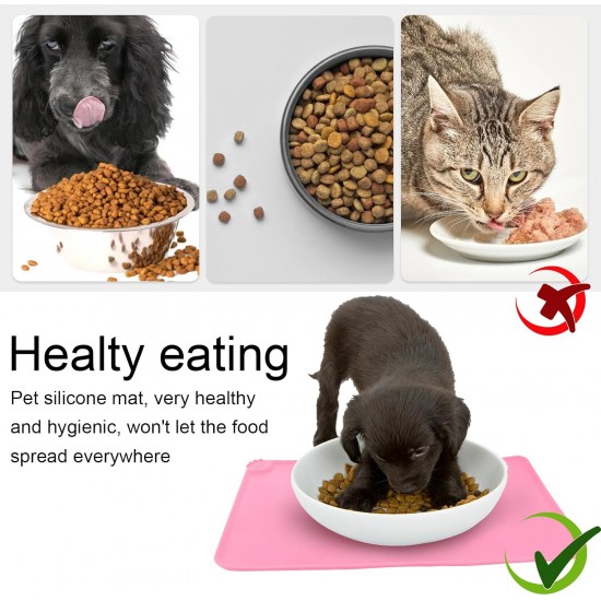 RISVOWO Silicone Bowl Mat, 100% Waterproof Pet Food Mat, Non-Slip Dog Bowl Mat, Silicone Feeding Bowl Mat for Dogs and Cats (Blue, 48 x 30 cm) RISVOWO Silicone Bowl Mat, 100% Waterproof Pet Food Mat, Non-Slip Dog Bowl Mat, Silicone Feeding Bowl Mat for Dogs and Cats (Blue, 48 x 30 cm)