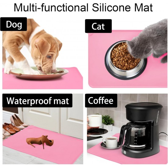 RISVOWO Silicone Bowl Mat, 100% Waterproof Pet Food Mat, Non-Slip Dog Bowl Mat, Silicone Feeding Bowl Mat for Dogs and Cats (Blue, 48 x 30 cm) RISVOWO Silicone Bowl Mat, 100% Waterproof Pet Food Mat, Non-Slip Dog Bowl Mat, Silicone Feeding Bowl Mat for Dogs and Cats (Blue, 48 x 30 cm)