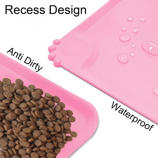 RISVOWO Silicone Bowl Mat, 100% Waterproof Pet Food Mat, Non-Slip Dog Bowl Mat, Silicone Feeding Bowl Mat for Dogs and Cats (Blue, 48 x 30 cm) RISVOWO Silicone Bowl Mat, 100% Waterproof Pet Food Mat, Non-Slip Dog Bowl Mat, Silicone Feeding Bowl Mat for Dogs and Cats (Blue, 48 x 30 cm)