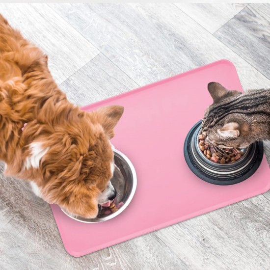 RISVOWO Silicone Bowl Mat, 100% Waterproof Pet Food Mat, Non-Slip Dog Bowl Mat, Silicone Feeding Bowl Mat for Dogs and Cats (Blue, 48 x 30 cm) RISVOWO Silicone Bowl Mat, 100% Waterproof Pet Food Mat, Non-Slip Dog Bowl Mat, Silicone Feeding Bowl Mat for Dogs and Cats (Blue, 48 x 30 cm)