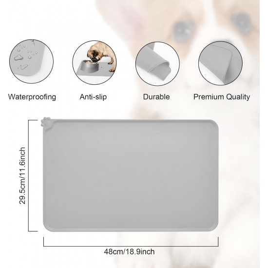 RISVOWO Silicone Bowl Mat, 100% Waterproof Pet Food Mat, Non-Slip Dog Bowl Mat, Silicone Feeding Bowl Mat for Dogs and Cats (Blue, 48 x 30 cm) RISVOWO Silicone Bowl Mat, 100% Waterproof Pet Food Mat, Non-Slip Dog Bowl Mat, Silicone Feeding Bowl Mat for Dogs and Cats (Blue, 48 x 30 cm)