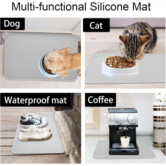 RISVOWO Silicone Bowl Mat, 100% Waterproof Pet Food Mat, Non-Slip Dog Bowl Mat, Silicone Feeding Bowl Mat for Dogs and Cats (Blue, 48 x 30 cm) RISVOWO Silicone Bowl Mat, 100% Waterproof Pet Food Mat, Non-Slip Dog Bowl Mat, Silicone Feeding Bowl Mat for Dogs and Cats (Blue, 48 x 30 cm)