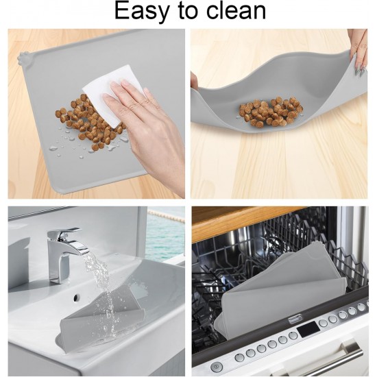 RISVOWO Silicone Bowl Mat, 100% Waterproof Pet Food Mat, Non-Slip Dog Bowl Mat, Silicone Feeding Bowl Mat for Dogs and Cats (Blue, 48 x 30 cm) RISVOWO Silicone Bowl Mat, 100% Waterproof Pet Food Mat, Non-Slip Dog Bowl Mat, Silicone Feeding Bowl Mat for Dogs and Cats (Blue, 48 x 30 cm)