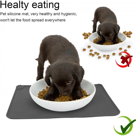 RISVOWO Silicone Bowl Mat, 100% Waterproof Pet Food Mat, Non-Slip Dog Bowl Mat, Silicone Feeding Bowl Mat for Dogs and Cats (Blue, 48 x 30 cm) RISVOWO Silicone Bowl Mat, 100% Waterproof Pet Food Mat, Non-Slip Dog Bowl Mat, Silicone Feeding Bowl Mat for Dogs and Cats (Blue, 48 x 30 cm)