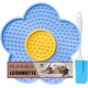 RUHMEX Cat Lick Mat with Silicone Spatula, Flower Shape, Lick Mat for Dogs and Cats, Ideal for Bathing, Grooming (Blue)