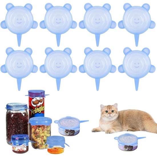 RUNEAY Can Lid Cat Food Pack of 8, Can Lid for Pet Food, Silicone Lid for Cat Food, Stretchy Silicone Lid, Diameter 6.5 cm, Diameter 8.5 cm, Lid for Cans Cat Food 85 g/200 g/400 g RUNEAY Can Lid Cat Food Pack of 8, Can Lid for Pet Food, Silicone Lid for Cat Food, Stretchy Silicone Lid, Diameter 6.5 cm, Diameter 8.5 cm, Lid for Cans Cat Food 85 g/200 g/400 g