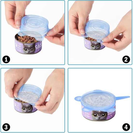 RUNEAY Can Lid Cat Food Pack of 8, Can Lid for Pet Food, Silicone Lid for Cat Food, Stretchy Silicone Lid, Diameter 6.5 cm, Diameter 8.5 cm, Lid for Cans Cat Food 85 g/200 g/400 g RUNEAY Can Lid Cat Food Pack of 8, Can Lid for Pet Food, Silicone Lid for Cat Food, Stretchy Silicone Lid, Diameter 6.5 cm, Diameter 8.5 cm, Lid for Cans Cat Food 85 g/200 g/400 g