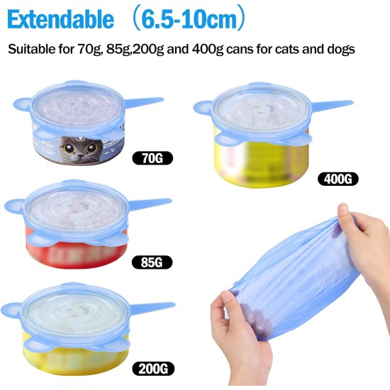 RUNEAY Can Lid Cat Food Pack of 8, Can Lid for Pet Food, Silicone Lid for Cat Food, Stretchy Silicone Lid, Diameter 6.5 cm, Diameter 8.5 cm, Lid for Cans Cat Food 85 g/200 g/400 g RUNEAY Can Lid Cat Food Pack of 8, Can Lid for Pet Food, Silicone Lid for Cat Food, Stretchy Silicone Lid, Diameter 6.5 cm, Diameter 8.5 cm, Lid for Cans Cat Food 85 g/200 g/400 g