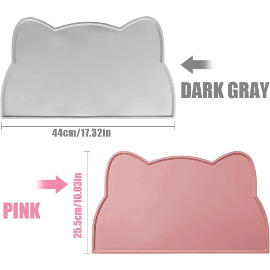 RYAN 2 Pieces Bowl Mat Cat Bowl Mat Feeding Mat Cats 48 x 25.5 cm Cat Food Mat Silicone Cat Shape Pet Food Feeding Bowl Mat (Pink, Grey) RYAN 2 Pieces Bowl Mat Cat Bowl Mat Feeding Mat Cats 48 x 25.5 cm Cat Food Mat Silicone Cat Shape Pet Food Feeding Bowl Mat (Pink, Grey)