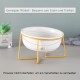 Raised Ceramic Cat Bowl - Anti Vomiting Feeding Bowl Cats High - Cat Bowls with Metal Stand - Bowl Dog Small - Dog Bowl Puppies - Cat Bowl for Food and Water - 480 ml