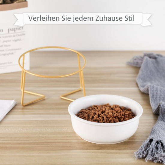 Raised Ceramic Cat Bowl - Anti Vomiting Feeding Bowl Cats High - Cat Bowls with Metal Stand - Bowl Dog Small - Dog Bowl Puppies - Cat Bowl for Food and Water - 480 ml Raised Ceramic Cat Bowl - Anti Vomiting Feeding Bowl Cats High - Cat Bowls with Metal Stand - Bowl Dog Small - Dog Bowl Puppies - Cat Bowl for Food and Water - 480 ml