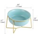 Raised Ceramic Cat Bowl - Anti Vomiting Feeding Bowl Cats High - Cat Bowls with Metal Stand - Bowl Dog Small - Dog Bowl Puppies - Cat Bowl for Food and Water - 480 ml